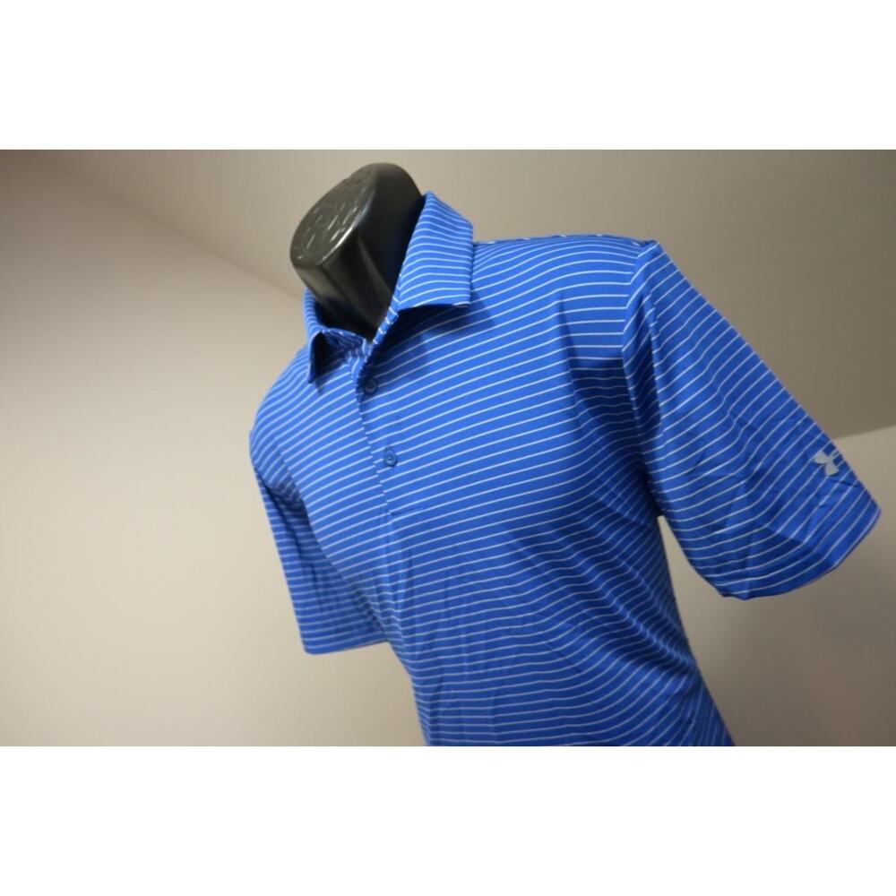 Under Armour Golf Polo HeatGear Loose Short Sleeve Striped Shirt Mens Sz Medium